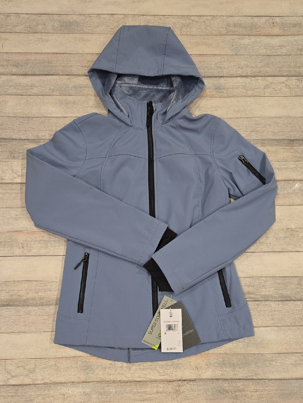 Free Country Women's Light Blue Hooded Softshell Jacket Sz XS
